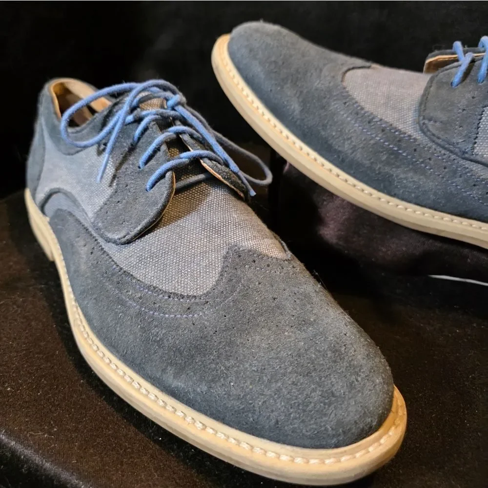 Men's Blue Suede Oxford Shoes